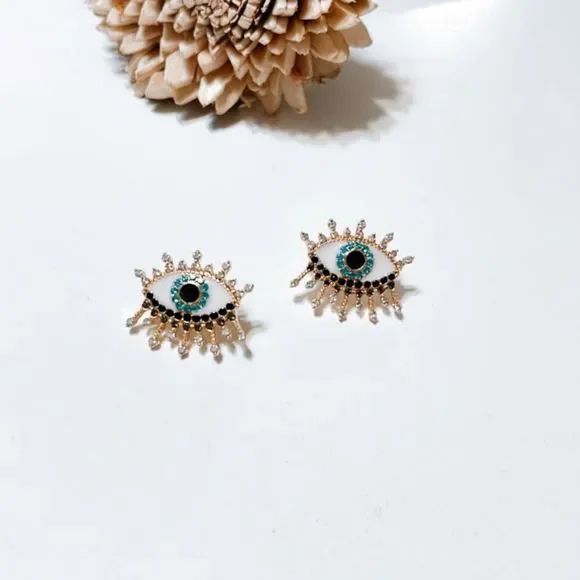 Evil eye stud earrings M254 - Picture 1 of 3